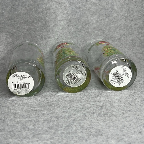 Pioneer Woman Holiday Cheer 16 Ounce Cooler Glasses Set of 3 Christmas Tree NWT - Picture 5 of 10